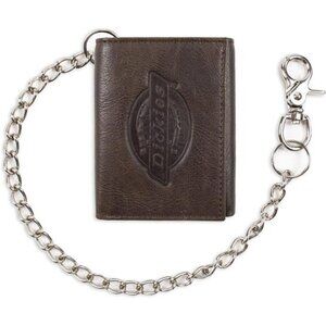 Leather Trifold Wallet, Dark Brown